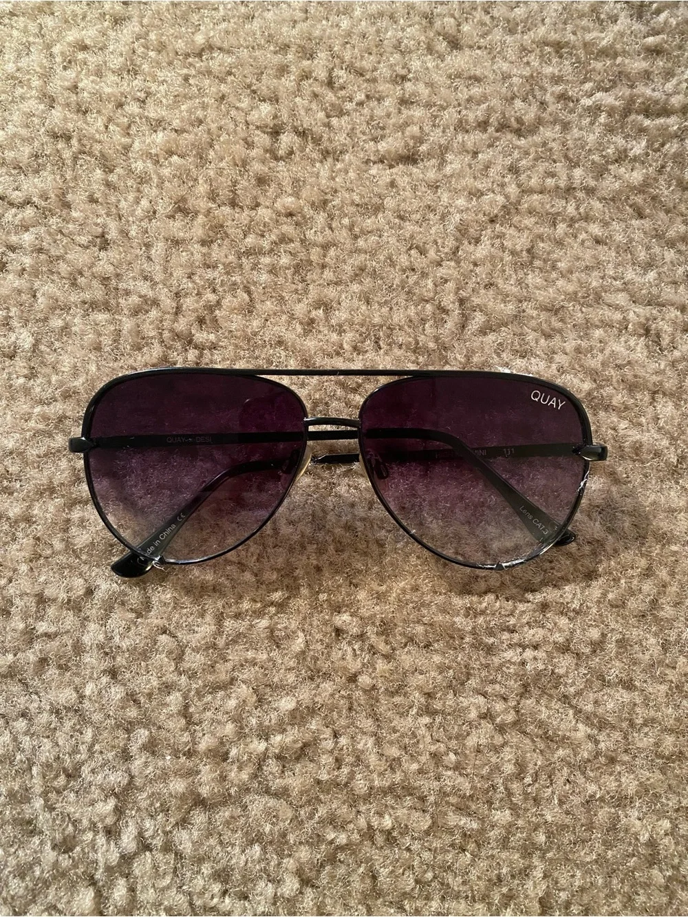 Quay x Desi High Key Mini Aviator Sunglasses Black Gradient